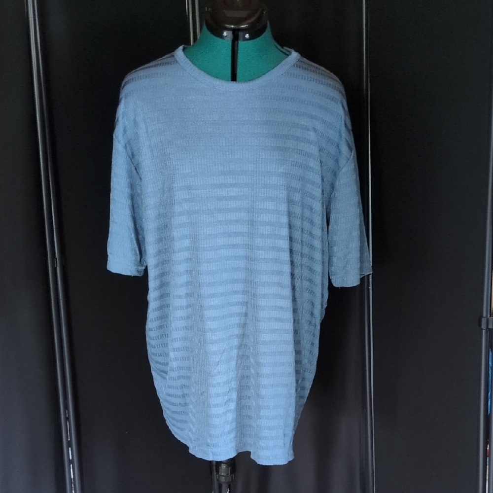 Claiborne Sky Blue Striped Short Sleeve Tee